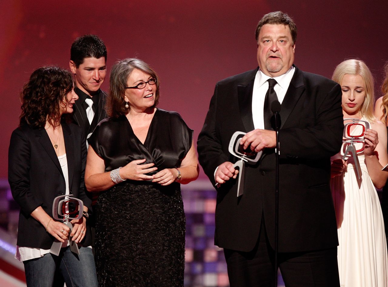 Roseanne and Dan Connor (Roseanne Barr and John Goodman) were unlike any married couple before in sitcom history. Through nine seasons of wisecracks, put-downs and tough times, you knew at the end of the day they loved each other. Here they are with the cast at the 2008 TV Land Awards. 