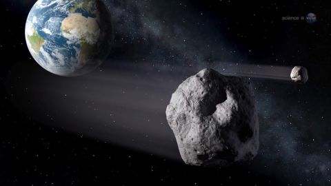 Asteroid 2012 DA14 made a record-close pass -- 17,100 miles -- by Earth on February 15, 2013. Most asteroids are made of rocks, but some are metal. They orbit mostly between Jupiter and Mars in the main asteroid belt. Scientists estimate there are tens of thousands of asteroids and when they get close to our planet, they are called near-Earth objects.