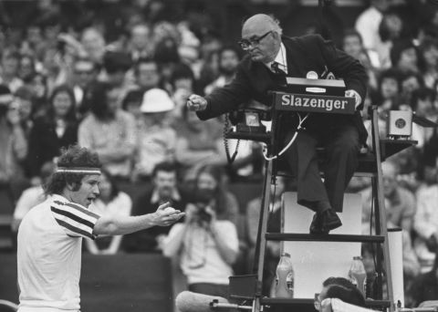 "I hear that about 10 times a day." McEnroe was notorious for arguing with umpires -- here haranguing an official during a semifinal win over Connors at Wimbledon. His famous catchphrase: "You cannot be serious!"