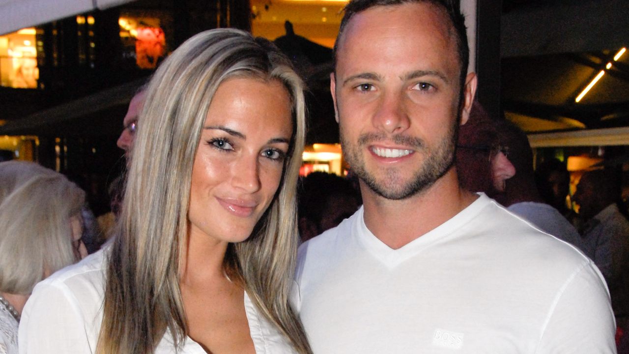 A picture taken on January 26 shows Olympian sprinter Oscar Pistorius with Reeva Steenkamp, his girlfriend, in Johannesburg.