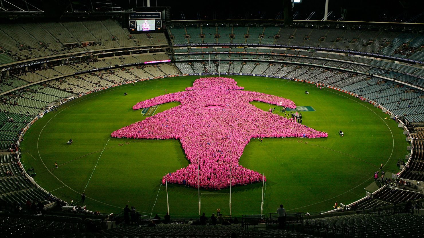 A  'Field of Women' formed to raise funds for Breast Cancer Network Australia at Melbourne Cricket Ground on May 7, 2010.