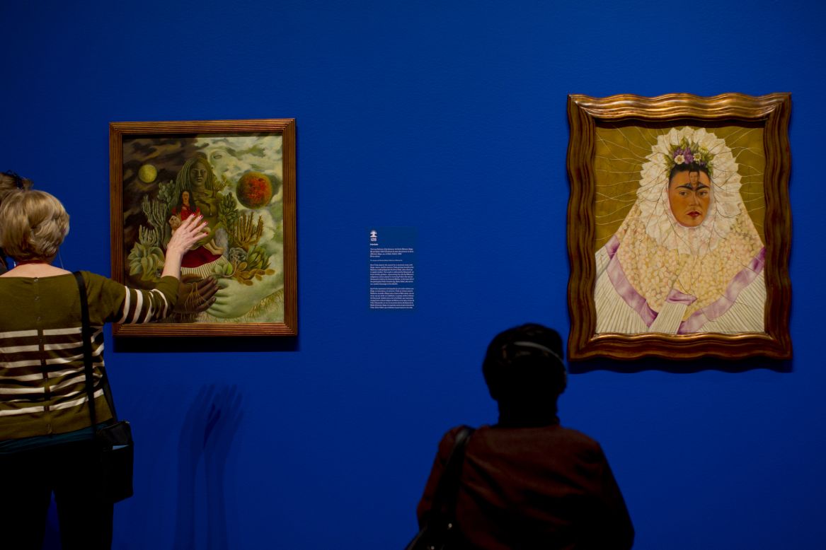 Kahlo is best known for her self-portraits, which reflected her mixed European and indigenous heritage along with Mexico's cultural traditions through references to folk art, traditional jewelry and indigenous clothing, <a href="http://www.high.org/Frida-Diego" target="_blank" target="_blank">the museum's program notes</a>. Still, as a card-carrying Communist for most of her adult life, she was hardly traditional in her social or religious mores. In "Self-Portrait as a Tehuana (Diego In My Thoughts)," she depicts herself in traditional Tehuana attire in an act of solidarity with the Zapotec women from the Isthmus of Tehuantepec near the Mexican state of Oaxaca. In post-revolutionary years, "upper-middle-class women in Mexico City adopted the traditional attire of the Tehuanas to denote overt sexuality in the face of conservative social mores of demure femininity," the program notes.