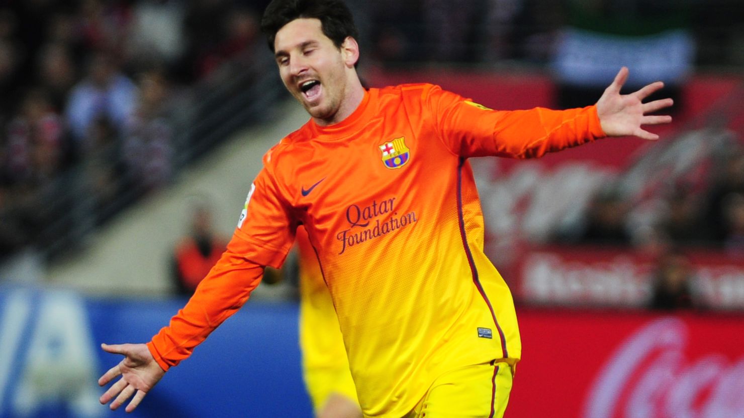 On song, yet again. Lionel Messi scored his 300th goal for Barcelona on Saturday in a 2-1 win over Granada. 