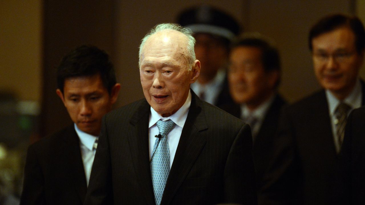 Former Singaporean Prime Minister Lee Kuan Yew is photographed in Tokyo on May 24, 2012.