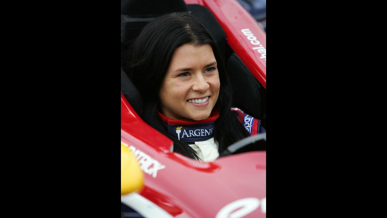 Patrick sits in her car during the Open Test in 2005 in Phoenix.