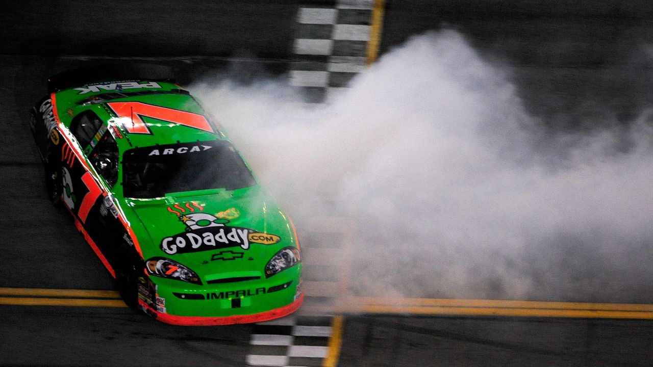 Patrick loses control of her car during the Lucas Oil Slick Mist 200 in 2010.