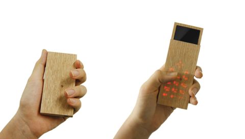 At first glance Ryan Harc's Maple Phone is nothing but a block of wood. But, sensitive to touch, it transforms into a sleek mobile phone with slide-out display, mp3 player and digital camera.