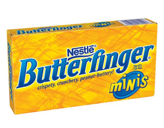 <strong>Best peanut-butter candy: Butterfinger Minis, 3.5-ounce box </strong><br />A full package of these "crispety, crunchety, peanut-buttery" candies adds up to 450 calories, 20 grams of fat (10 grams saturated) and 45 grams sugar. But it's not all bad: You also get 5 grams of protein and 1.5 grams of fiber -- so it may satisfy you more than another candy that's just straight sugar. <br /><br />"If you're choosing between candies that are pretty much all bad, it makes sense to consider the way you're going to be eating it," says Kriegler. "I would pick the snack you would have to take the longest time eating or chewing or sucking on -- anything to help you slow down the pace at which you're inhaling it."