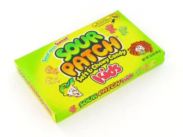 <strong>Best sour candy: Sour Patch Kids, 3.5-ounce box </strong><br />This movie theater classic is actually one of the lowest-calorie candies you can choose, thanks to its relatively small box. (That's not to say a jumbo-size box isn't on its way to a theater near you.) <br /><br />Nutritionally, it's similar to other sugary candies: 150 calories per 40 grams, totaling 395 calories and 65 grams of sugar in each box. There's one more plus to these sour-then-sweet candies: Because of their strong flavor, you may find yourself sucking on them longer and eating fewer of them, says Kriegler.