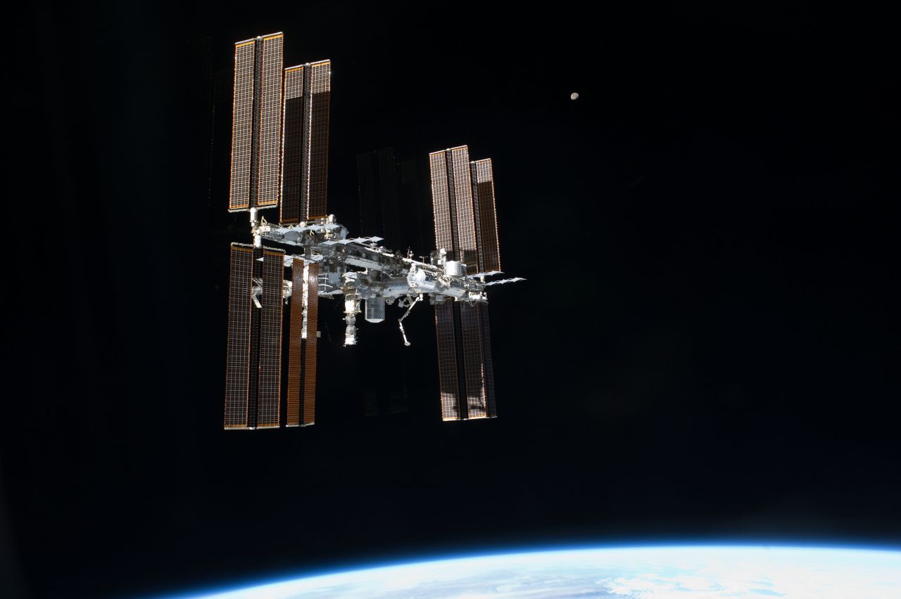The crew of the space shuttle Atlantis took this picture of the International Space Station after leaving it in July 2011. Atlantis was the last shuttle to visit the station, which was first launched in 1998 and built by a partnership of 16 nations.