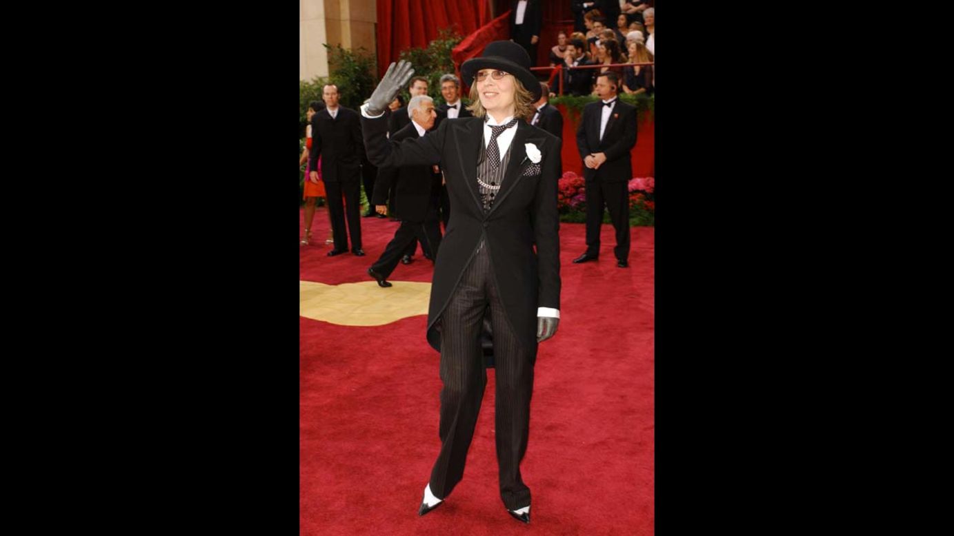 Diane Keaton clearly wanted to channel "Annie Hall" for the 2004 Oscars, but she went too far back in time. Instead of a '70s, feminine menswear vibe, she looked like a Charlie Chaplin impersonator.