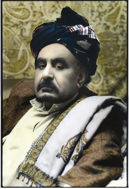 Abdo Ahmad Mohammad Obeya, one of the South Shields Yemeni elders whose portrait was taken by Egyptian Youssef Nabil, and hand-colored in the style of old-fashioned Egyptian movie posters.