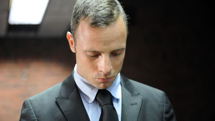 South African Olympic sprinter Oscar Pistorius appears on February 20, 2013 at the Magistrate Court in Pretoria. Pistorius battled to secure bail as he appeared on charges of murdering his model girlfriend Reeva Steenkamp on February 14, Valentine's Day. 