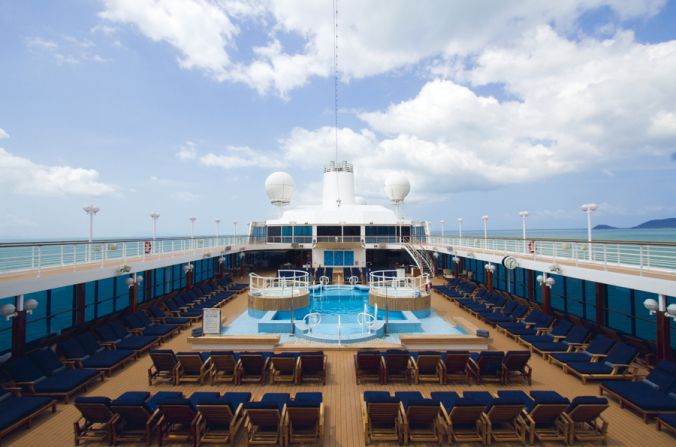 The Azamara Quest's best for fitness win is due in part to a lovely jogging path around the top deck pool. 