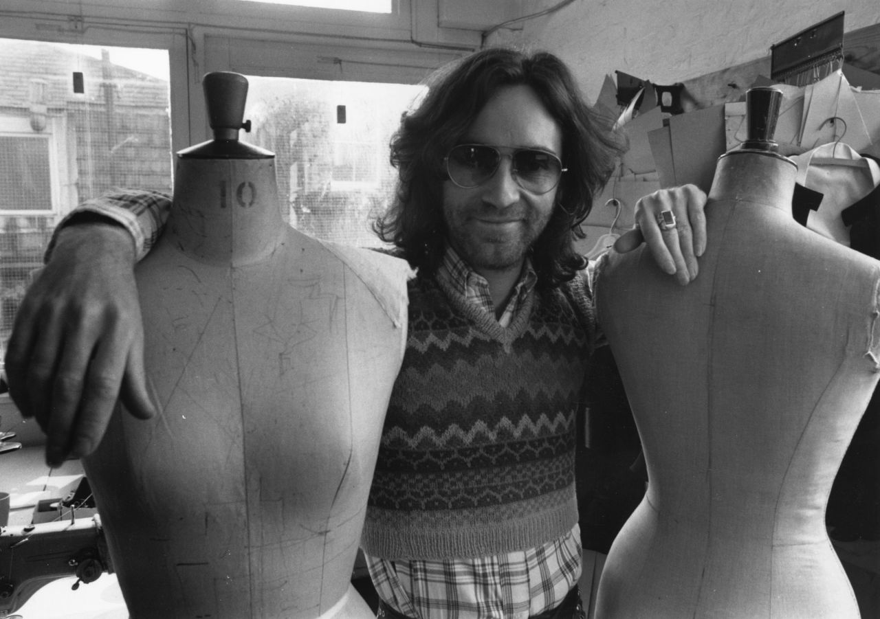 English fashion designer Ossie Clark (pictured here in 1972), spent the 1960s and '70s outfitting rock stars and celebrities like Mick and Bianca Jagger and Elizabeth Taylor. He was found murdered in 1996, stabbed to death by an ex-lover.
