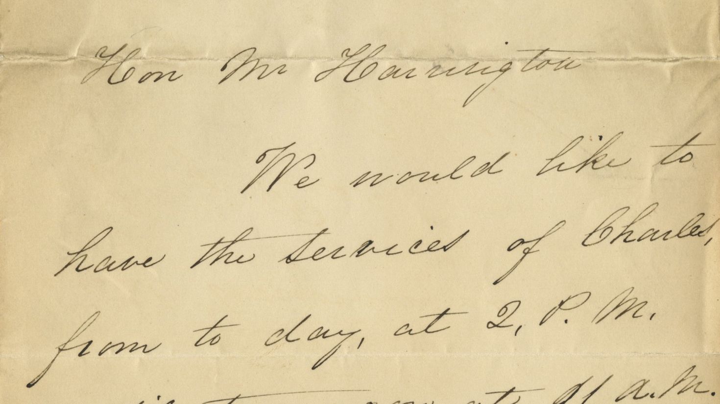 A newly published letter from Mary Todd Lincoln requesting child care for son, Tad.  