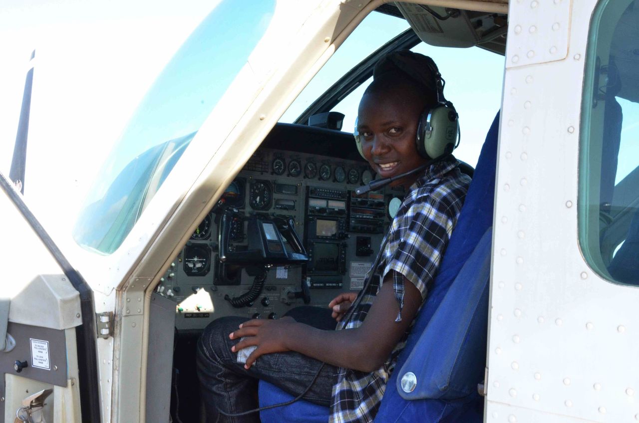 Richard says he wants to work in aviation when he grows up. "Three years ago when I was in the savannah herding my father's cattle I used to see the planes flying over and landing at the airport and I was like, one day I'll be a pilot and an aircraft engineer," he says.