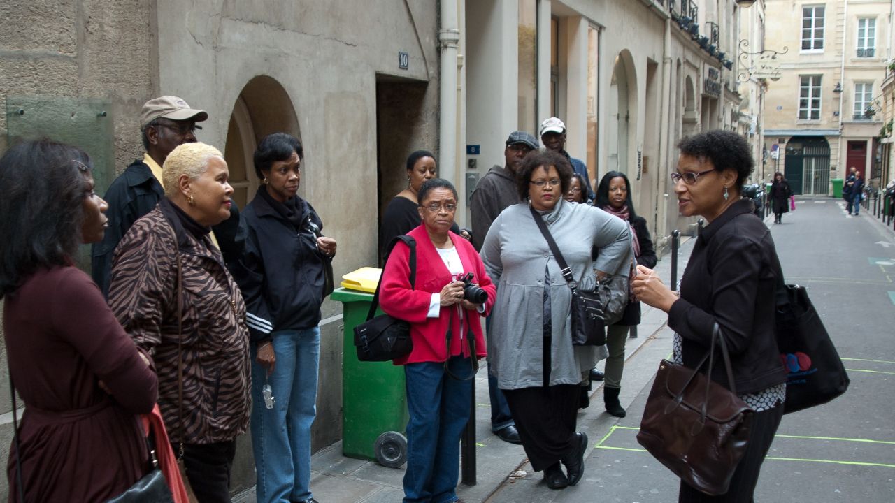 Julia Browne leads an African-American history tour in Paris. Browne launched Walking the Spirit Tours in 1994.