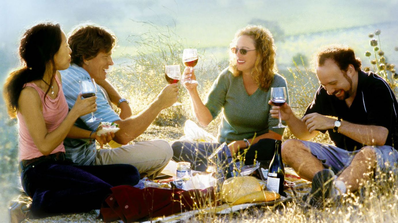 <strong>"Sideways"</strong> (2004) offers a beautiful tour of Santa Barbara, California, wine country and a bumpy tale of relationships, particularly that of wine expert Miles (Paul Giamatti) and actor Jack (Thomas Haden Church), who take a car trip before Jack's wedding. <em>Lesson:</em> If you must drink, don't dial.