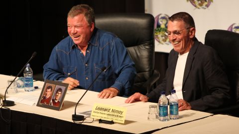 William Shatner, at left with Leonard Nimoy at Atlanta's Dragon Con in 2009, wished his "Star Trek" castmate well. 