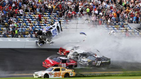Larson's car went airborne after the initial impact.