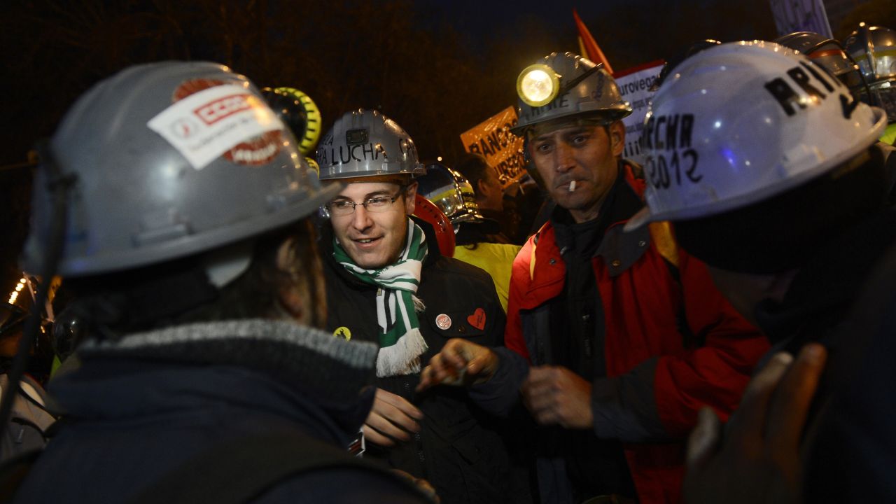 Public workers, small political parties and nonprofit organizations protest against government austerity on February 23 in Madrid.