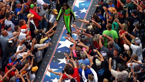 Danica Patrick greets the crowd during driver introductions before the start of the Daytona 500.