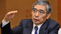 Asian Development Bank president Haruhiko Kuroda speaks during an interview with AFP on the sidelines of the Fourth High Level Forum on Aid Effectiveness in the southeastern port city of Busan on November 29, 2011. Asia's projected growth rate of 7.5 percent next year could be jeopardised as the eurozone crisis threatens its export-driven economies, the Asian Development Bank chief said. AFP PHOTO/JUNG YEON-JE (Photo credit should read JUNG YEON-JE/AFP/Getty Images) 
