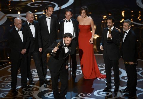 <strong>"Argo," best picture:</strong> Director and producer Ben Affleck joined producers Grant Heslov and George Clooney, as well as the "Argo" cast, to accept the award. Heslov was sure to thank Affleck for his directing, after he was not nominated in that category. <a href="http://www.cnn.com/2013/02/24/showbiz/movies/85th-oscars-2013-winners-list/index.html?hpt=en_c2">See the full list of winners.</a>