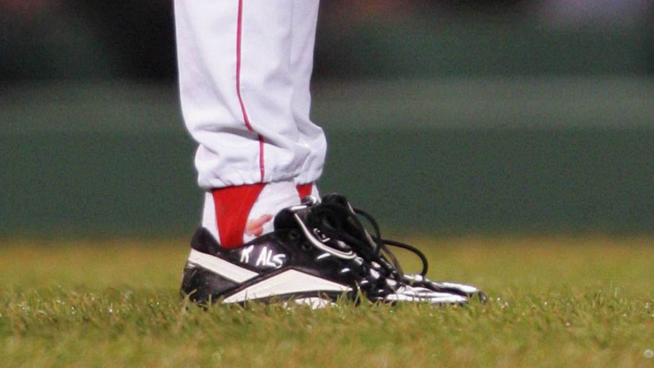 The Bloody Sock Worn By Curt Schilling In Game Two Of The 2004