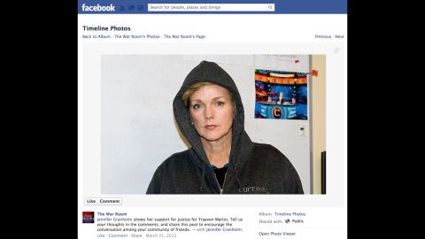Former Michigan governor and Current TV host Jennifer Granholm donned a hoodie in this photo on Facebook. 