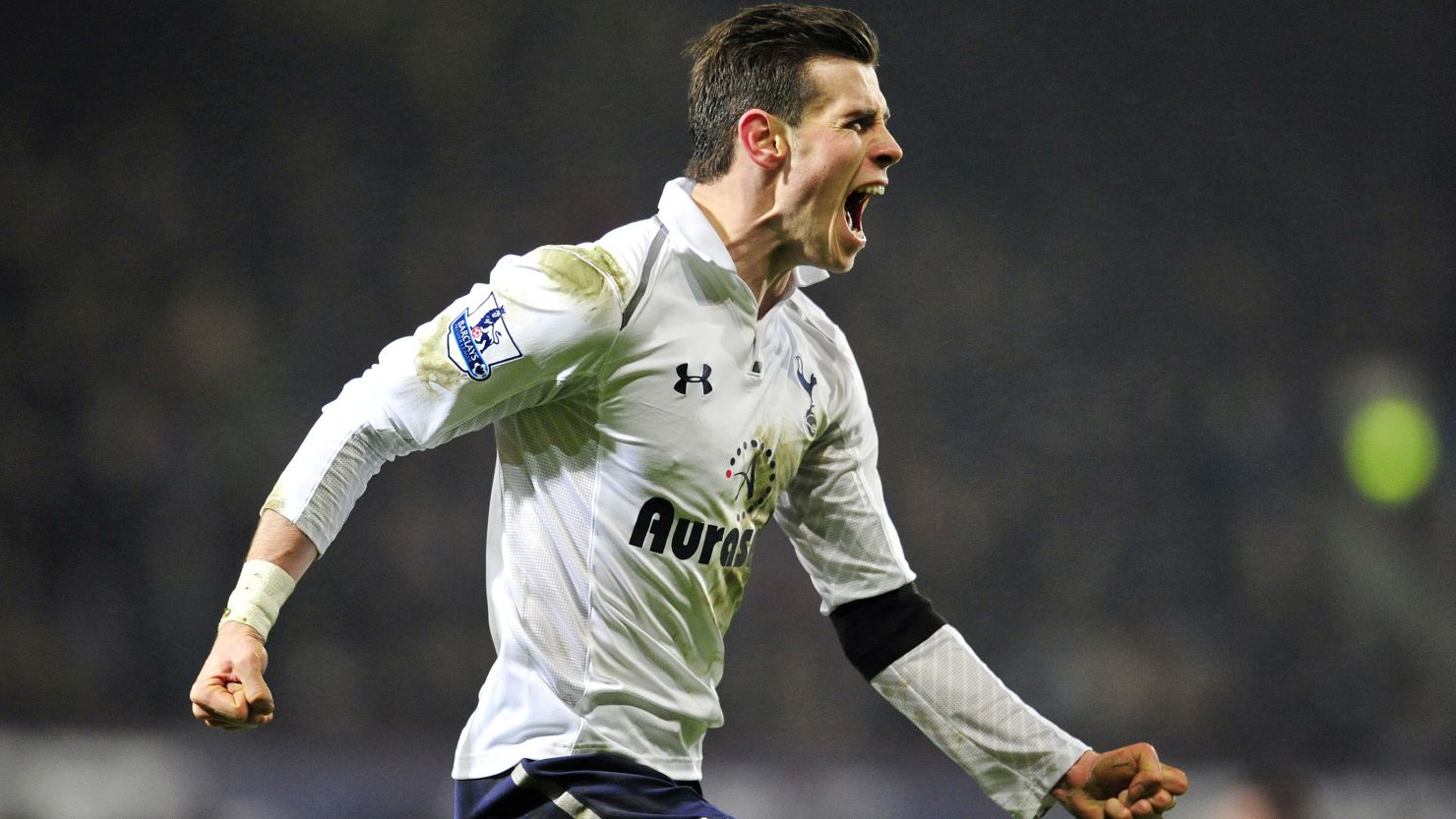 Gareth Bale celebrates his stunning last-minute goal as Spurs come from behind to win 3-2 at West Ham