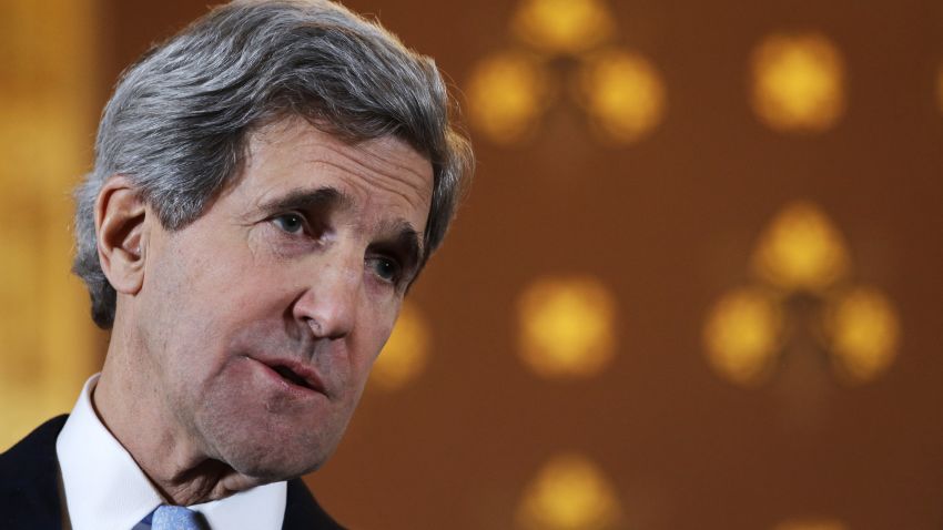 US Secretary of State John Kerry at the Foreign and Commonwealth Office in London on February 25, 2013.