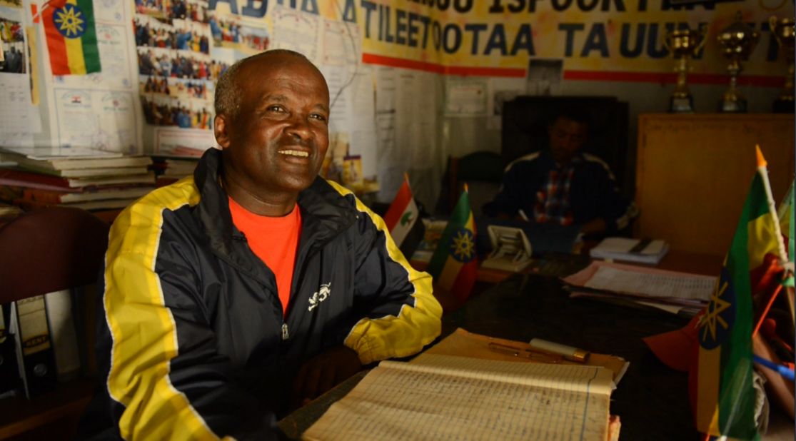 In his small office in Bekoji, Eshetu has kept a record of his runners since he first began training them some 25 years ago. The weight, height and fastest time of all of his prodigies are hand-written here, year by year, so he can keep track of their progress.  