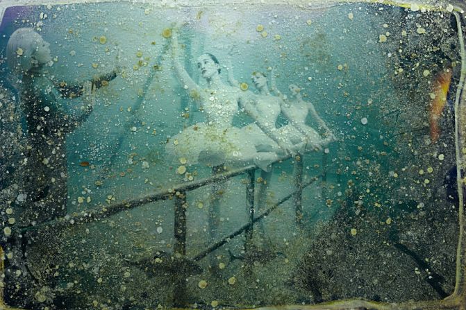 After four months sitting at the bottom of the Gulf of Mexico, the photos became discolored with salt stains and algae. "The sea life had created new images. It's very cool, they almost look like Polaroids," said Franke.