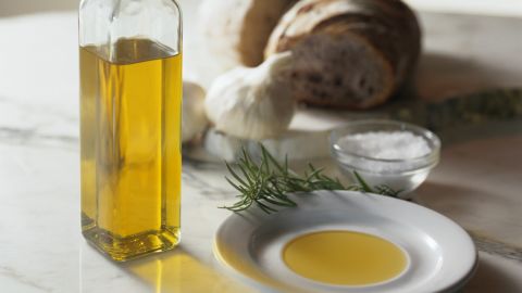 Olive oil is high in a type of fat known as monounsaturated fat, which can help lower your cholesterol and control insulin levels.
