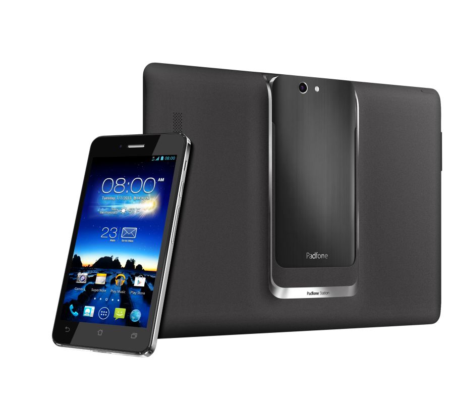 Asus' phablet is the PadFone Infinity: A five inch smartphone that, once slotted into a dock, becomes a 10.1 inch tablet.