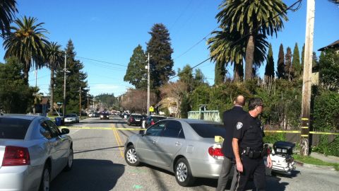 Police arrive on the scene in the aftermath of the shooting Tuesday of two police officers in Santa Cruz, California.