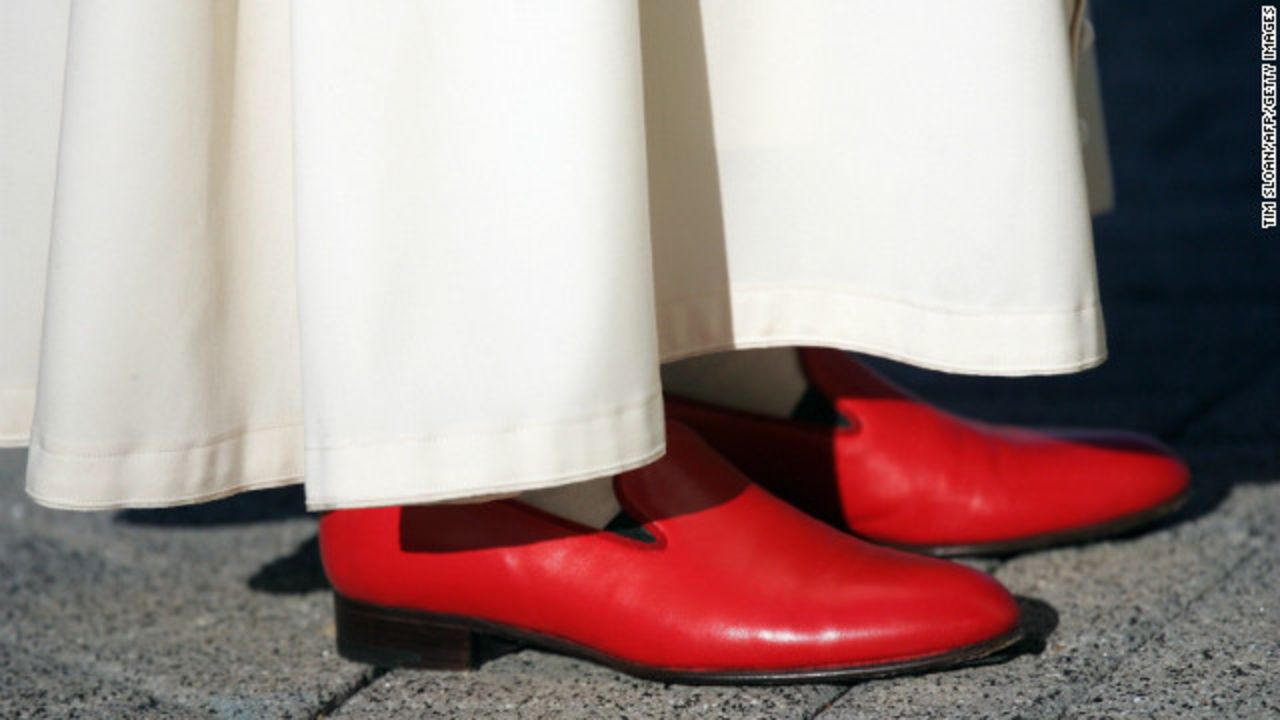 Pope Benedict XVI wearing red shoes.