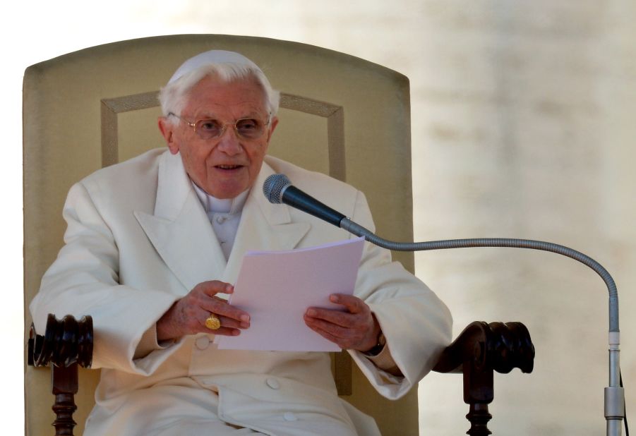 The pope delivers his blessing. Benedict recounted how when he was asked to be pope eight years ago, he had prayed for God's guidance and had felt his presence "every day" since.