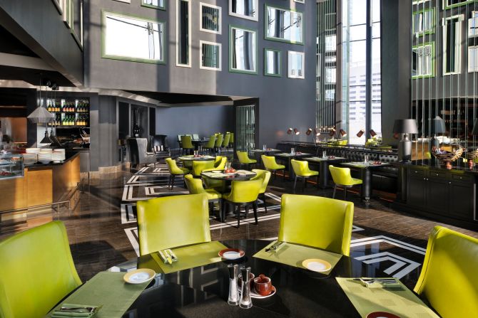 The JW Marriott Marquis Dubai features several dining options, including La Farine, a 24-hour French bistro and bakery.