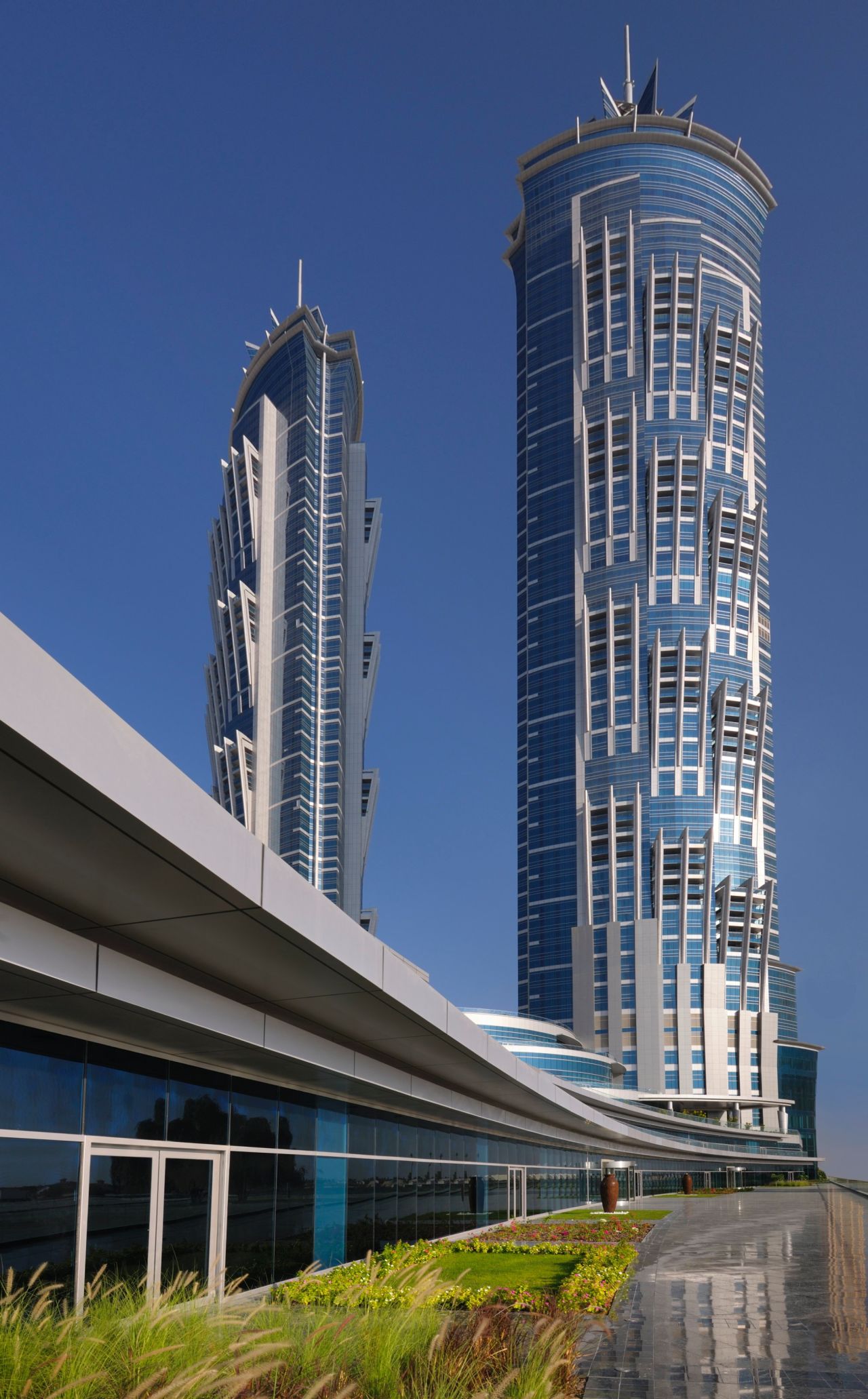 A mere 26 meters shorter than New York's Empire State Building, the 72-story hotel is the first JW Marriott Marquis outside of North America. Only one of the towers is open; the other will premiere in 2014.