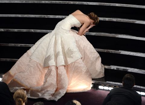 She's the only actress who could turn tripping while going up the stairs to accept an Academy Award into what looks like the perfect couture ad.