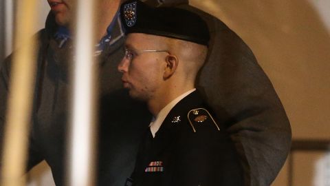 Pfc. Bradley E. Manning is escorted from a hearing Thursday at Fort Meade, Maryland, where he pleaded guilty to 10 charges.