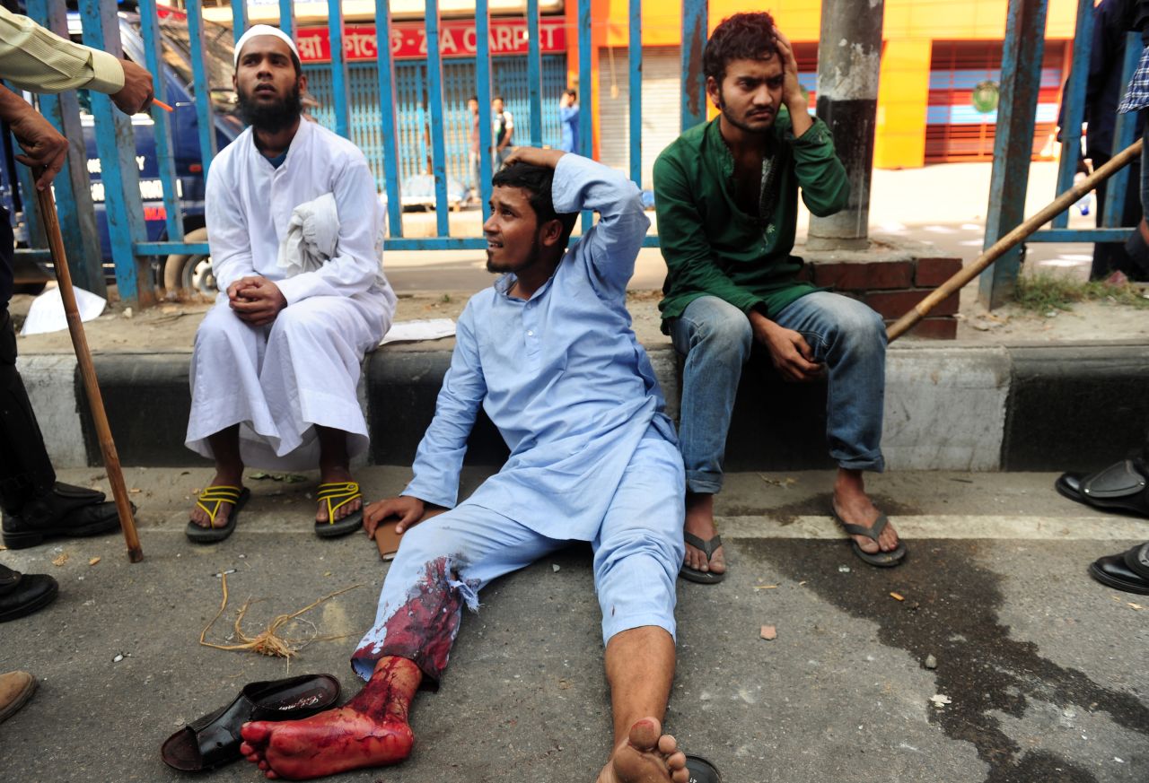 Bangladeshi police detain Islamist activists during clashes in Dhaka on February 22.