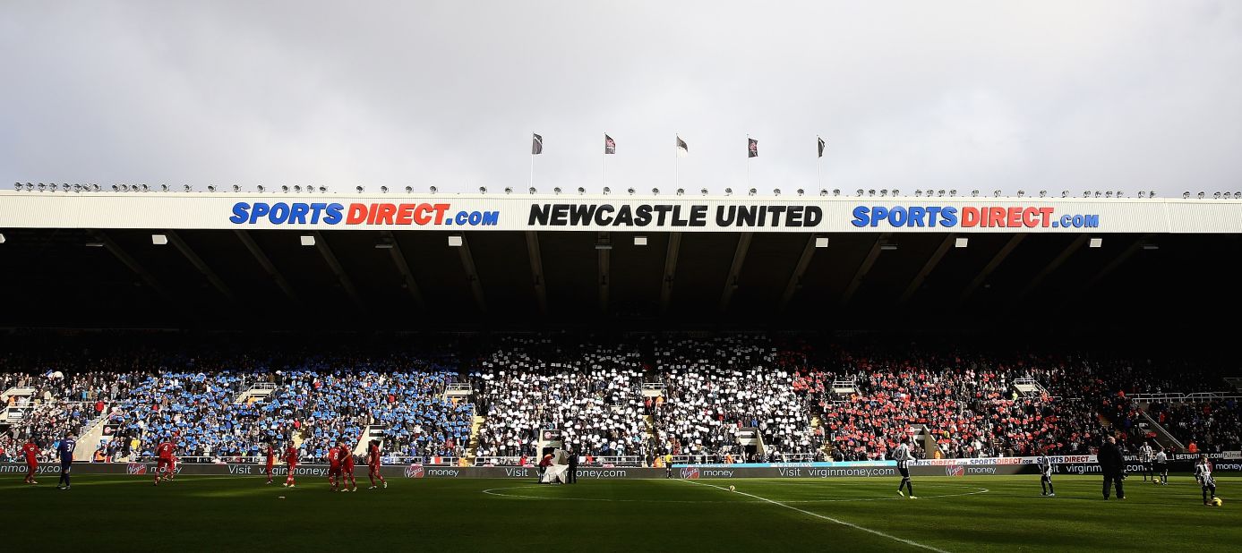 Newcastle fans made their players from across the Channel feel at home by producing a mosaic of the French flag before the 4-2 win over Southampton at St. James' Park.
