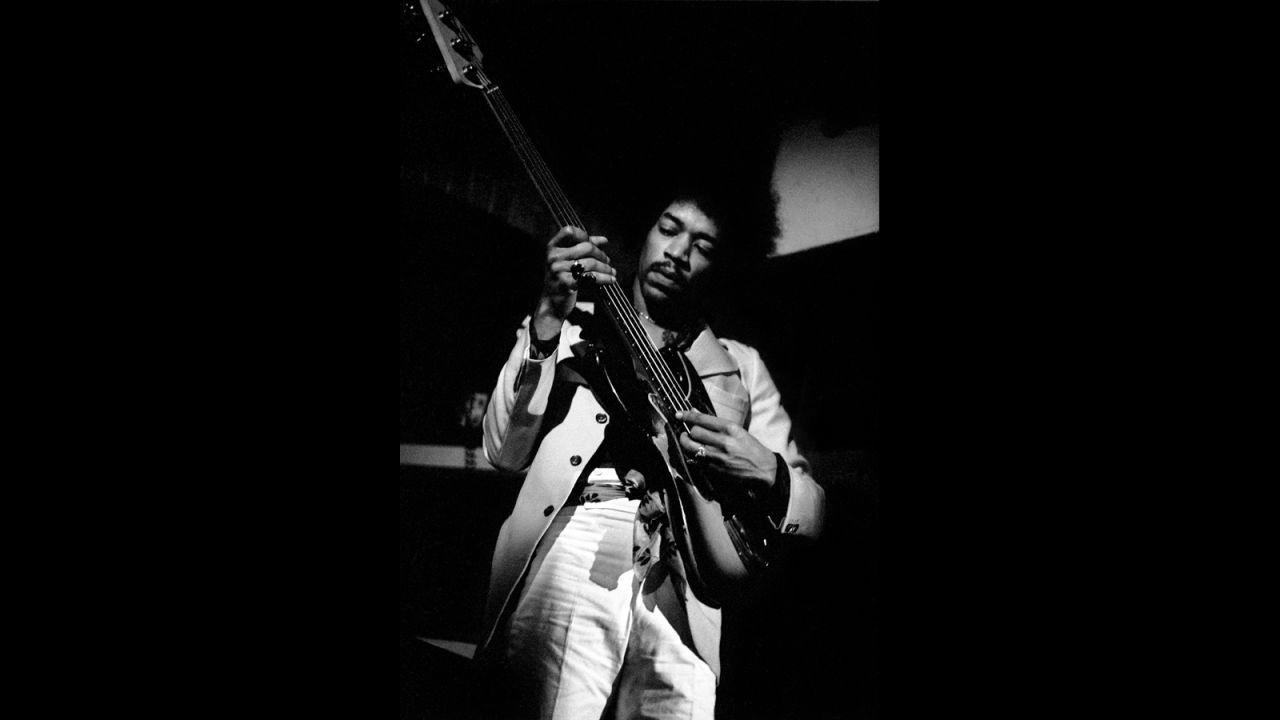 <strong>Hendrix jams at The Scene club in New York in 1968:</strong><br />"Jimi showing his prowess as an all-round musician playing Noel (Redding)'s bass upside down accompanying jazz guitarist Larry Coryell at The Scene club, which he used as his own personal rehearsal space trying out new ideas, testing musicians and making selections for possible inclusion in the recording of 'Electric Ladyland' just around the corner at the Record Plant on 44th Street."  --<em> Eddie Kramer</em>