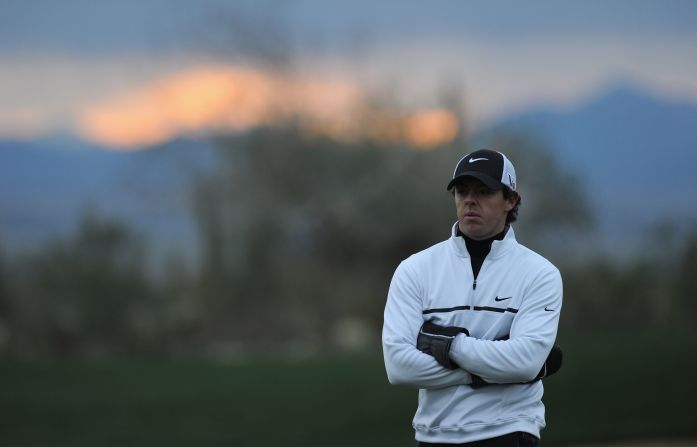 Gathering gloom: McIlroy suffered a first round defeat to Ireland's Shane Lowery at the WGC Match Play event in Arizona last week.