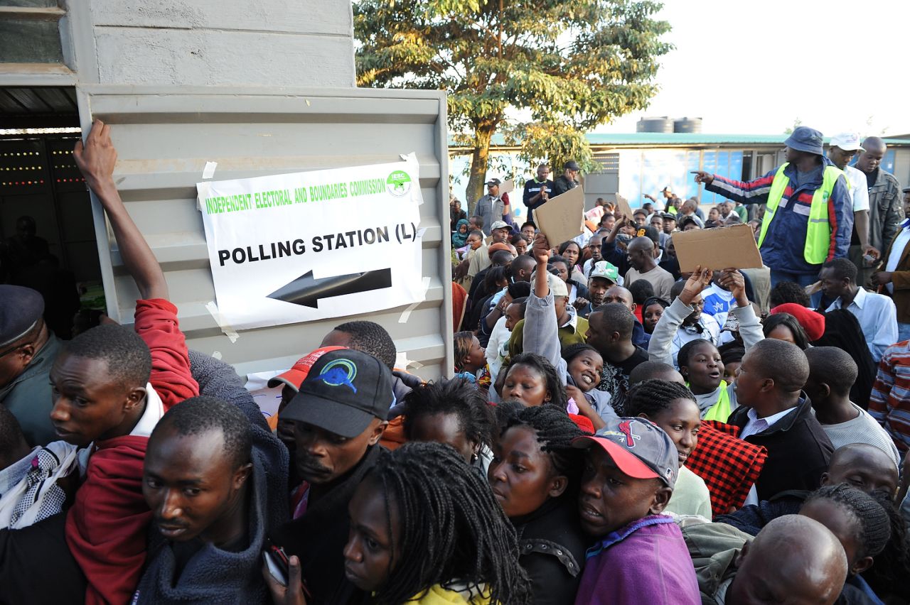 Kenyans in the Dandora neighborhood of Nairobi wait to vote at James Gichuru Primary School on March 4, 2013.