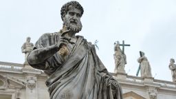A Statue of St Peter outside St Peter's basilica at the Vatican.